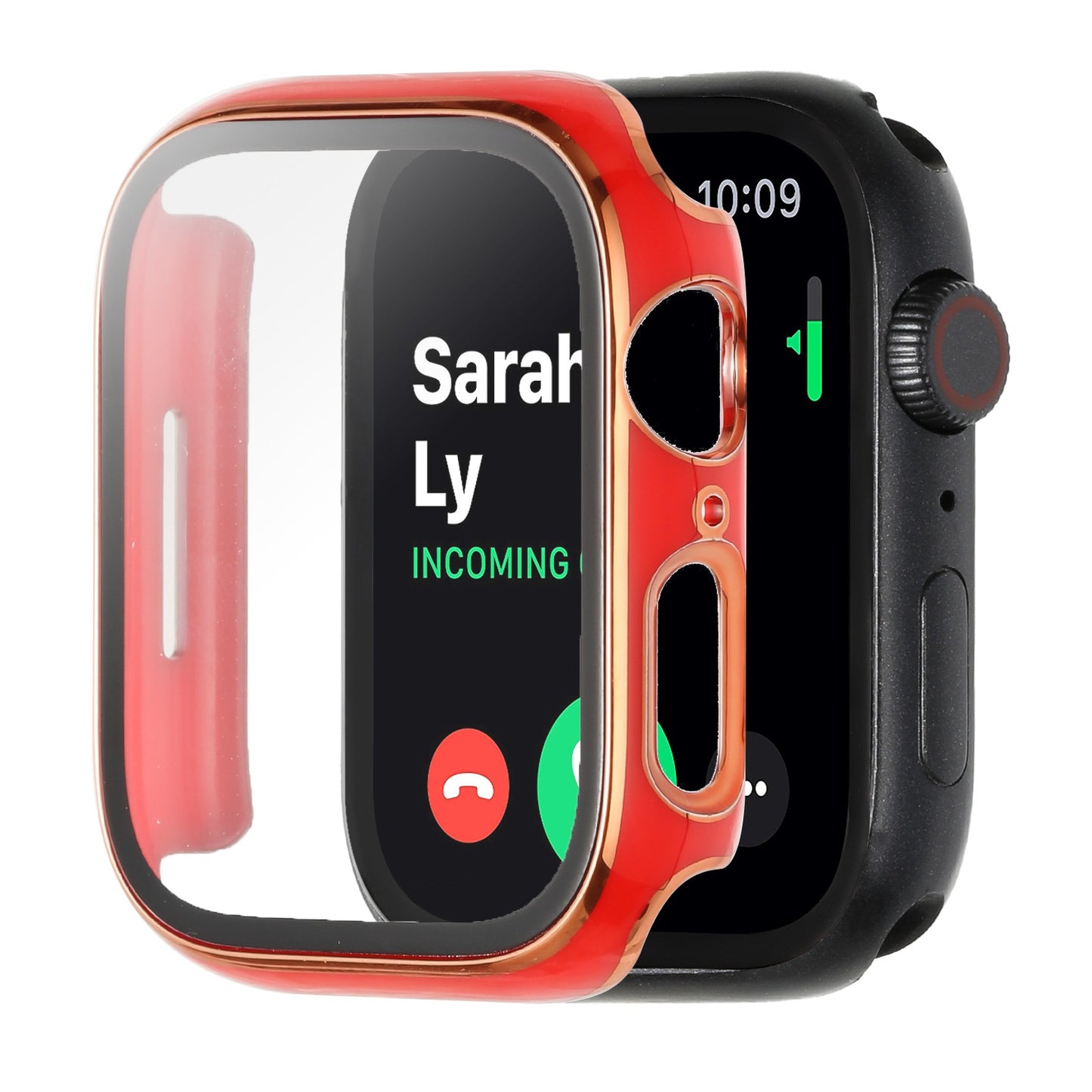 For Apple Watch Series 7/6/SE/5/4/3/2/1 Full Coverage Frame Bumper Chromed with Tempered Glass Screen Protector Hard Cover