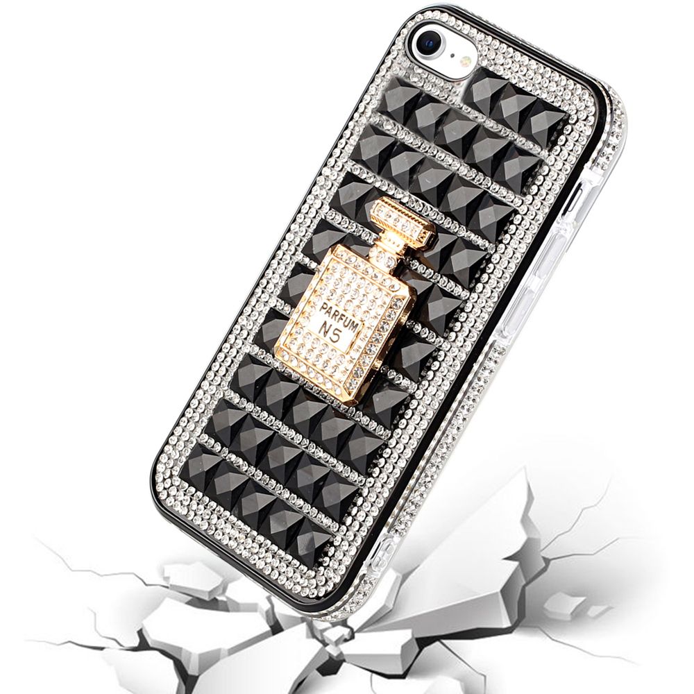 For Apple iPhone SE 2022 /SE 2020/8/7 Fashion Luxury 3D Bling Diamonds Rhinestone Jeweled Ornament Crystal Hybrid Hard Phone Case Cover