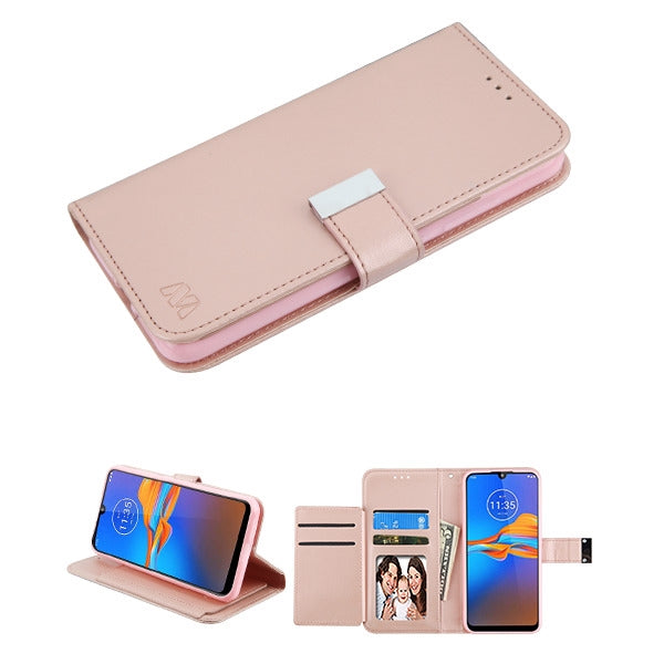 For Motorola Moto E6 Plus PU Leather Wallet with Credit Card Holder Storage Folio Flip Pouch Stand Phone Case Cover