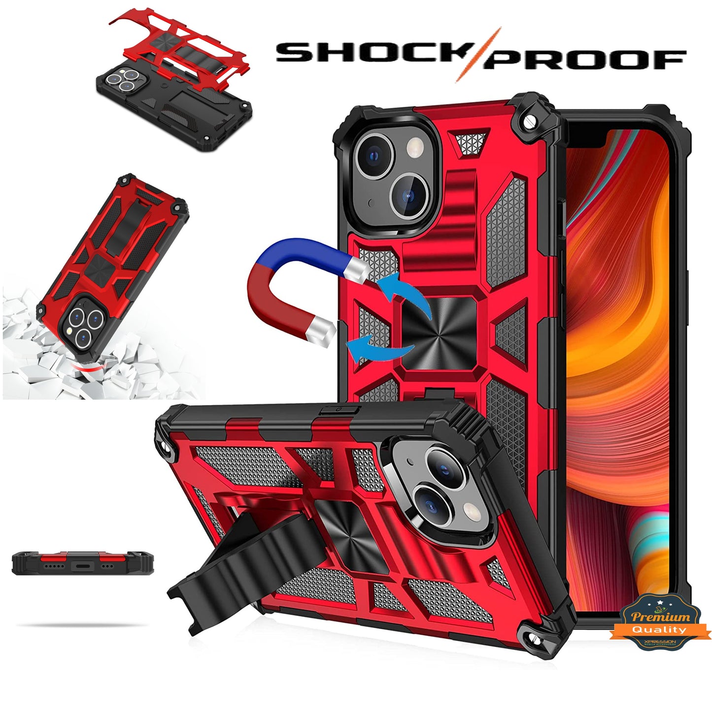 For Samsung Galaxy A03 Core Built in Magnetic Kickstand, Military Hybrid Bumper Heavy Duty Dual Layers Rugged Protective Phone Case Cover