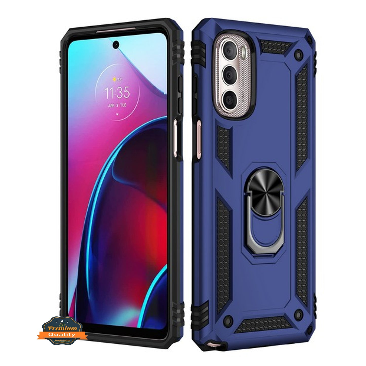 For Samsung Galaxy A03 Core Shockproof Hybrid Dual Layer PC + TPU with Ring Stand Metal Kickstand Heavy Duty Armor Shell Phone Case Cover
