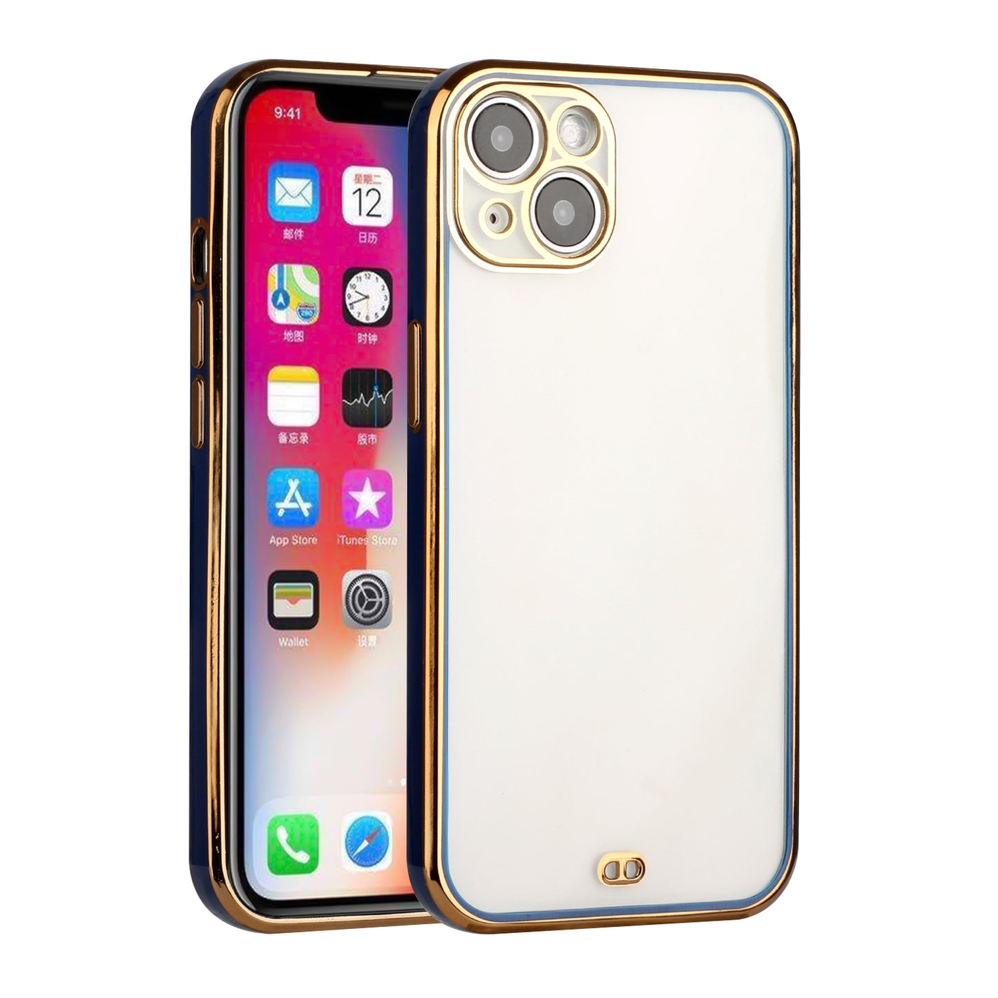 For Apple iPhone 11 (6.1") Slim Hybrid Gold Plated Chrome Transparent Rubber Gummy Hard PC Thick TPU Protective Phone Case Cover