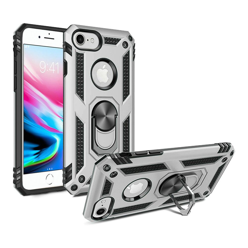 For Apple iPhone SE 3 (2022) SE/8/7 Hybrid Armor Durable Dual Layer with 360 Degree Rotatable Ring Stand Holder Kickstand Phone Case Cover