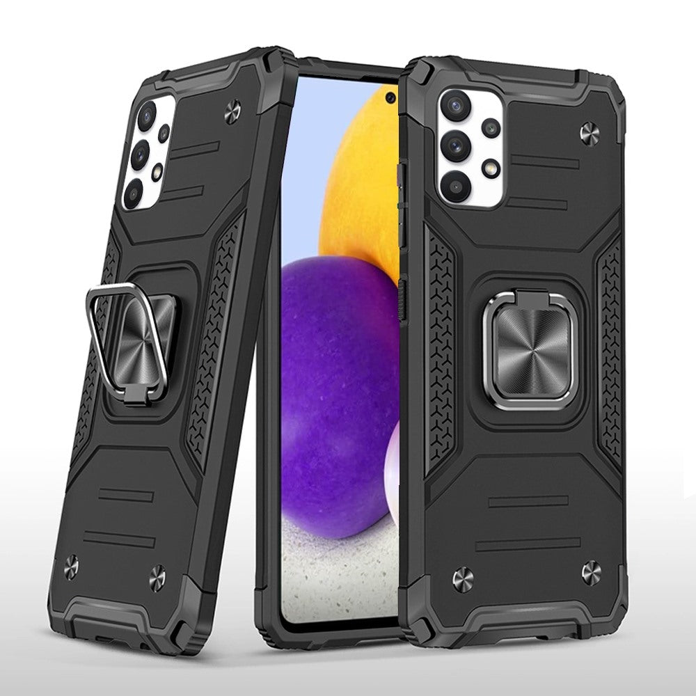 For Samsung Galaxy A73 5G Armor Hybrid with Ring Holder Kickstand Shockproof Heavy-Duty Durable Rugged Dual Layer Phone Case Cover