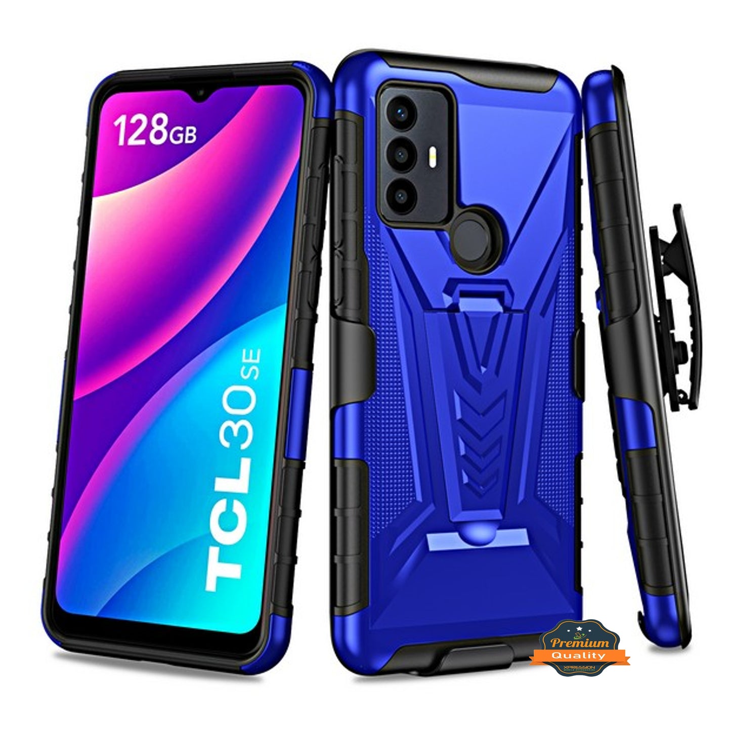 For Alcatel 1V 2021 6002 Hybrid Armor V Kickstand with Swivel Belt Clip Holster Heavy Duty 3in1 Stand Shockproof Rugged Phone Case Cover