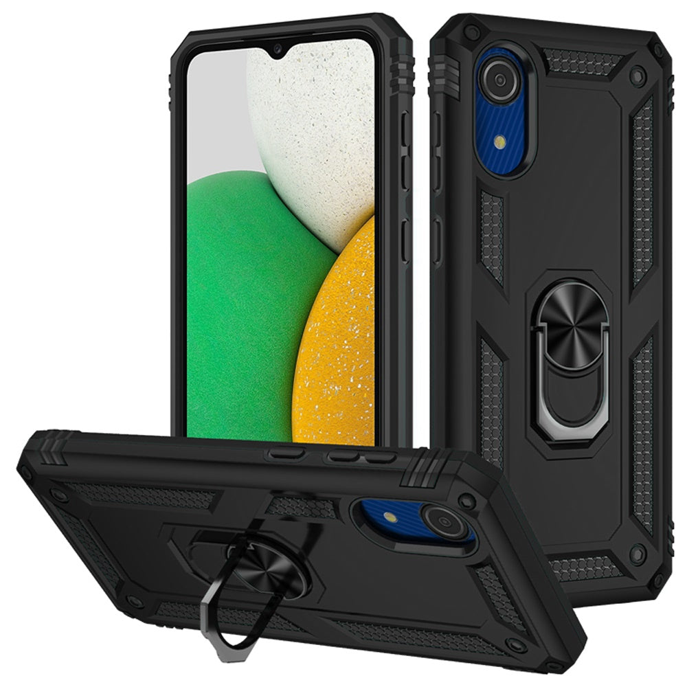 For Samsung A03 Core Hybrid Durable Dual Layer with 360° Rotatable Ring Stand Holder Kickstand Fit Magnetic Car Mount Phone Case Cover