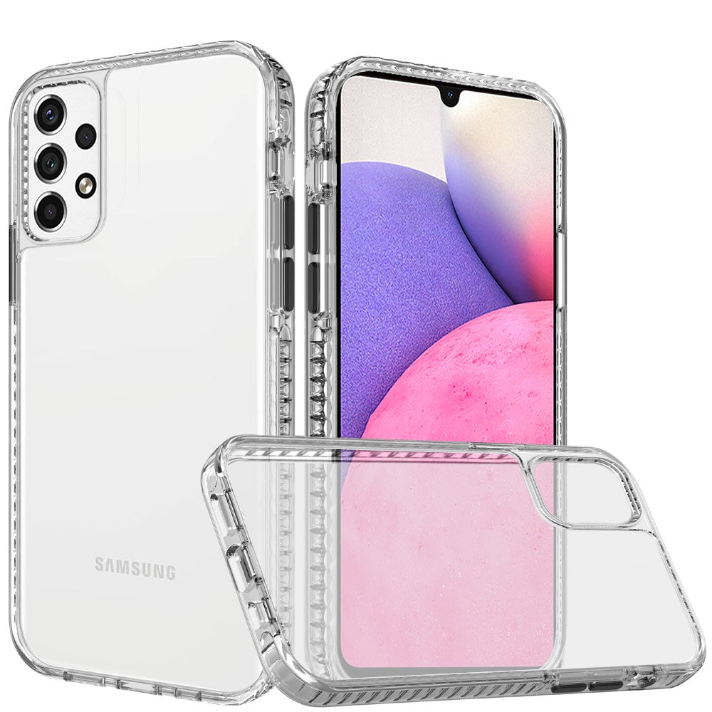 For Samsung Galaxy A33 5G Crystal Transparent Rugged Shockproof Hybrid PC+TPU Colorful Buttons Military Grade Protection Back Phone Case Cover