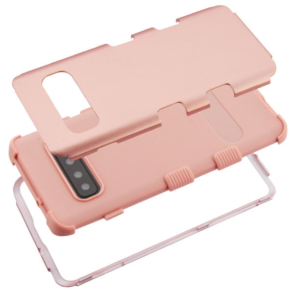 For Samsung Galaxy S10 Hybrid Three Layer Hard PC Shockproof Heavy Duty TPU Rubber Anti-Drop Rose Gold Phone Case Cover