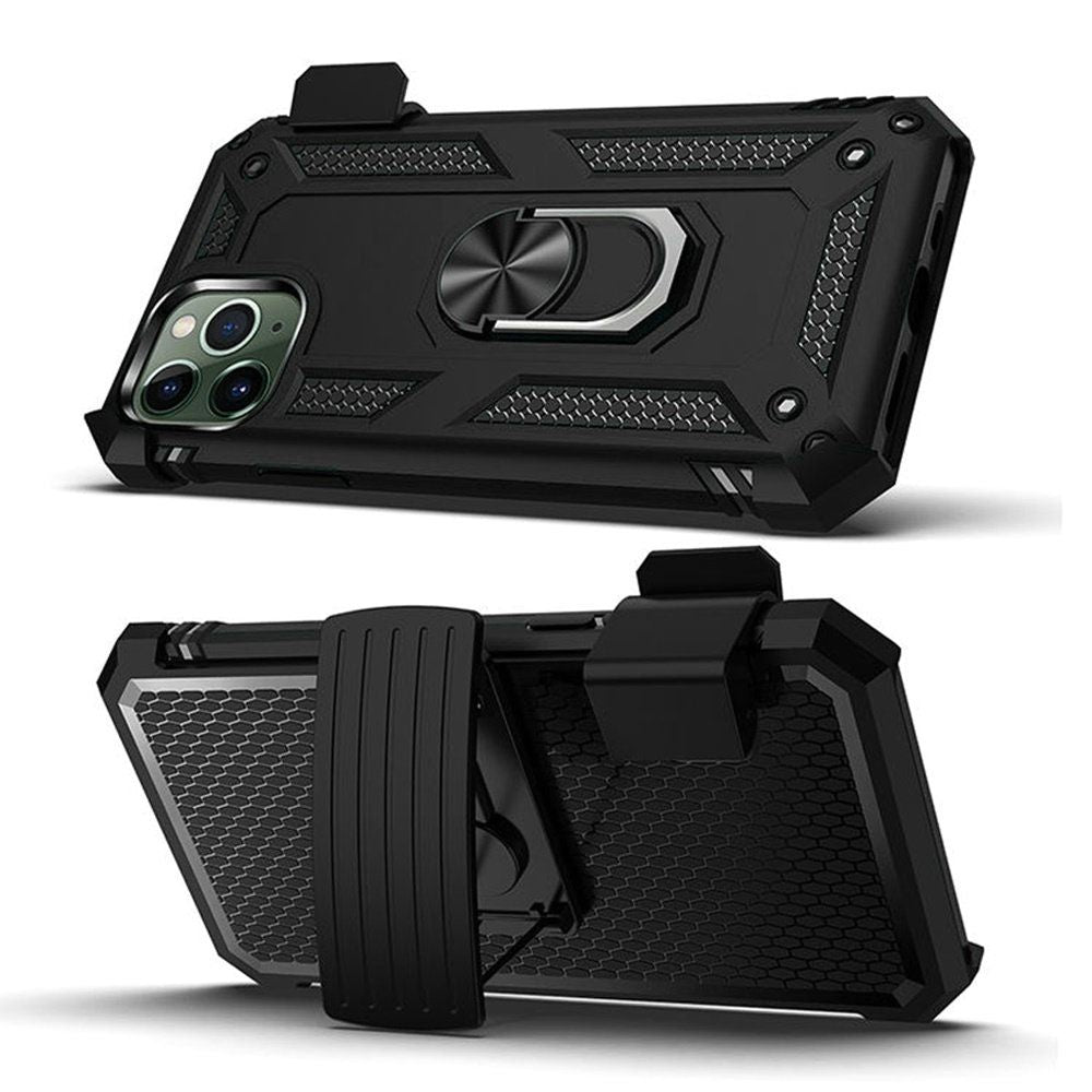 For Apple iPhone 13 /Pro Max Mini Hybrid Rugged with Belt Clip Holster Ring Stand Holder, Military Grade Fit for Magnetic Car Mount Shockproof Hybrid Rugged Phone Case Cover