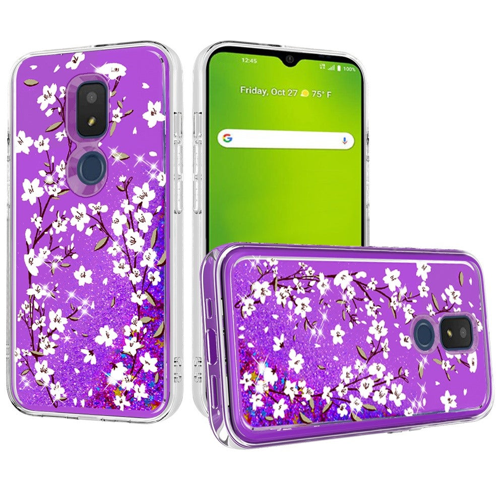 For Samsung Galaxy S22 /Plus Ultra Floral Design Quicksand Water Flowing Liquid Floating Colorful Glitter Bling Flower Fashion TPU Hybrid Phone Case Cover