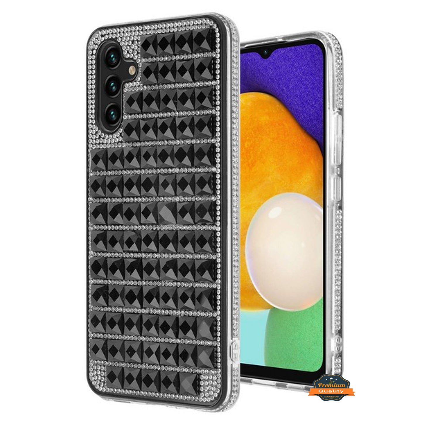 For Samsung Galaxy A13 5G Diamonds Sparkle 3D Crystal Glitter Bling Shiny Rhinestone Hybrid Bumper Hard Protective Phone Case Cover