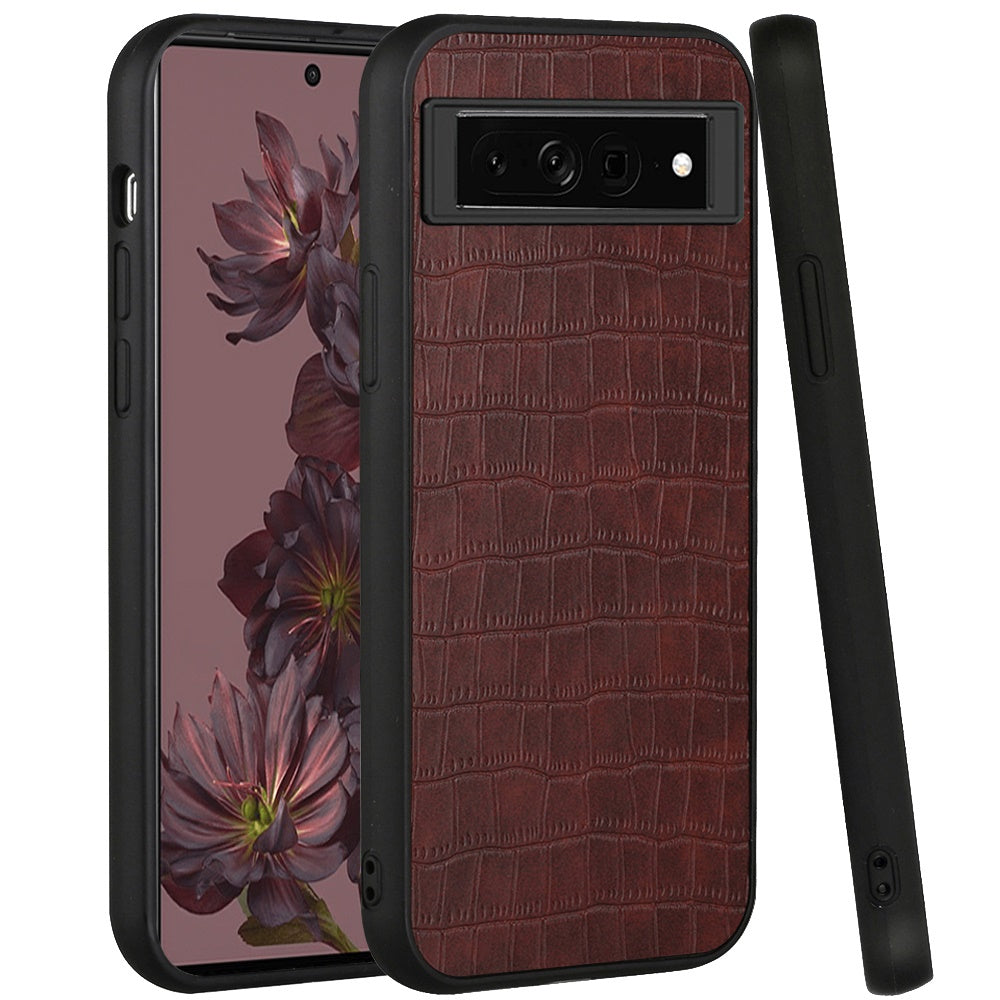 For Google Pixel 7/ 7 Pro Ultra Slim Thin PU Leather Crocodile Design Flip Snap On Hybrid Shockproof TPU PC Hard Shell Durable Phone Case Cover