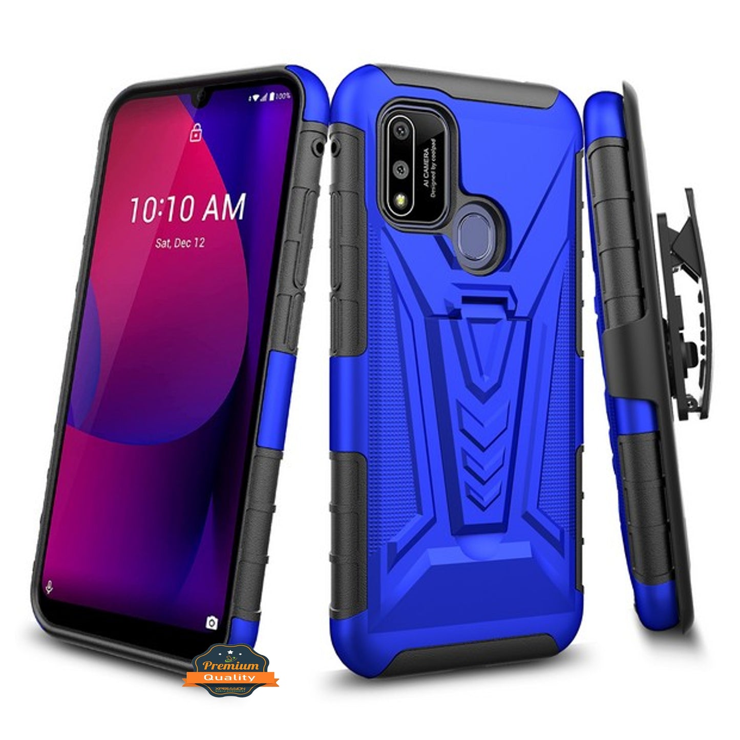 For Coolpad Suva Hybrid Armor Kickstand with Swivel Belt Clip Holster Stand Heavy Duty 3 in 1 Defender Shockproof Rugged Phone Case Cover
