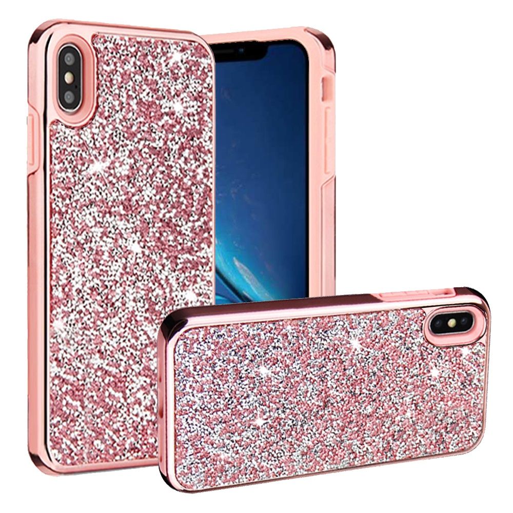 For Apple iPhone XR Bling Rhinestone Diamond Shiny Glitter Hybrid Dual Layer Defender Rugged Hard PC TPU Rubber Protective Phone Case Cover