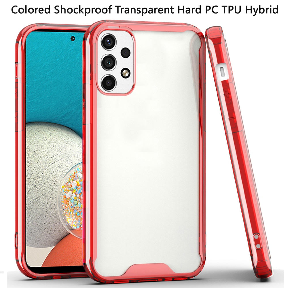 For Samsung Galaxy A53 5G Colored Shockproof Transparent Hard PC + Rubber TPU Hybrid Bumper Shell Thin Slim Protective Phone Case Cover
