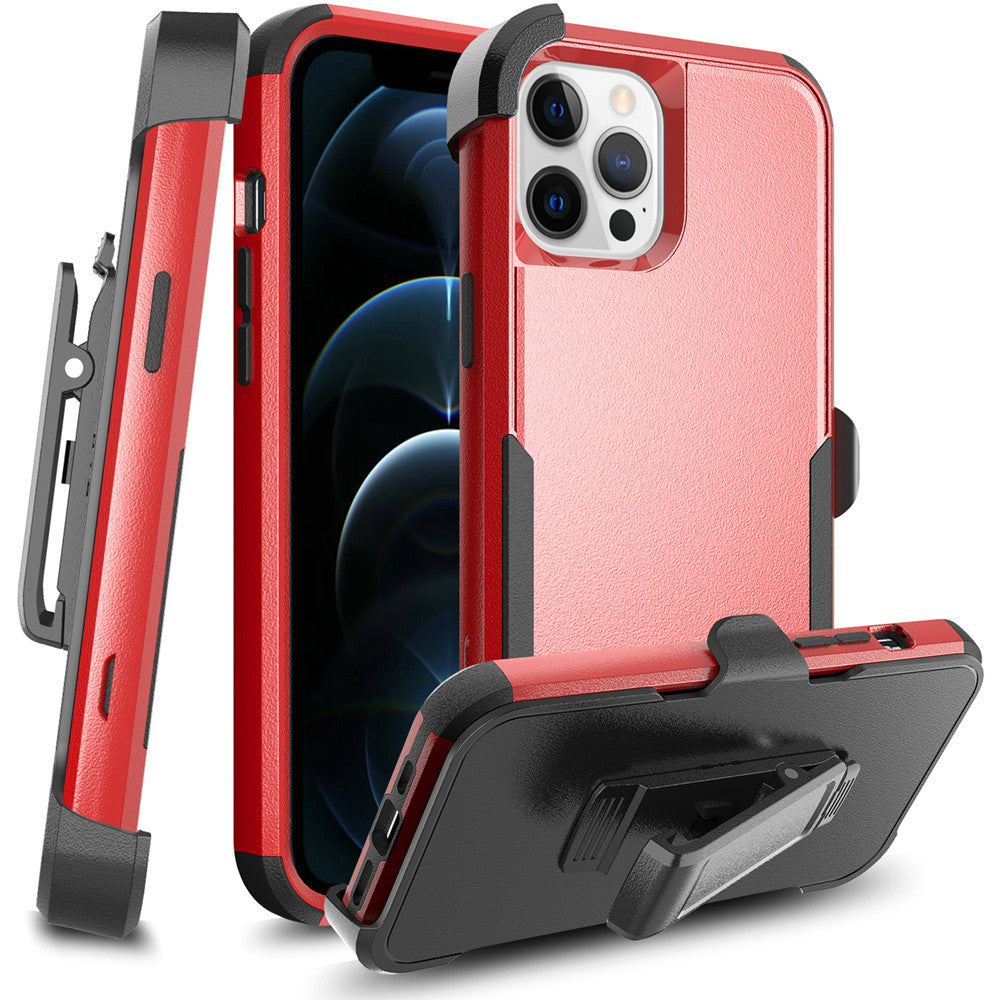 For Apple iPhone SE 2022 /SE 2020/8/7 Hybrid Rugged Shockproof 3-Layer Military Tough with Swivel Belt Clip Kickstand & Holster Phone Case Cover