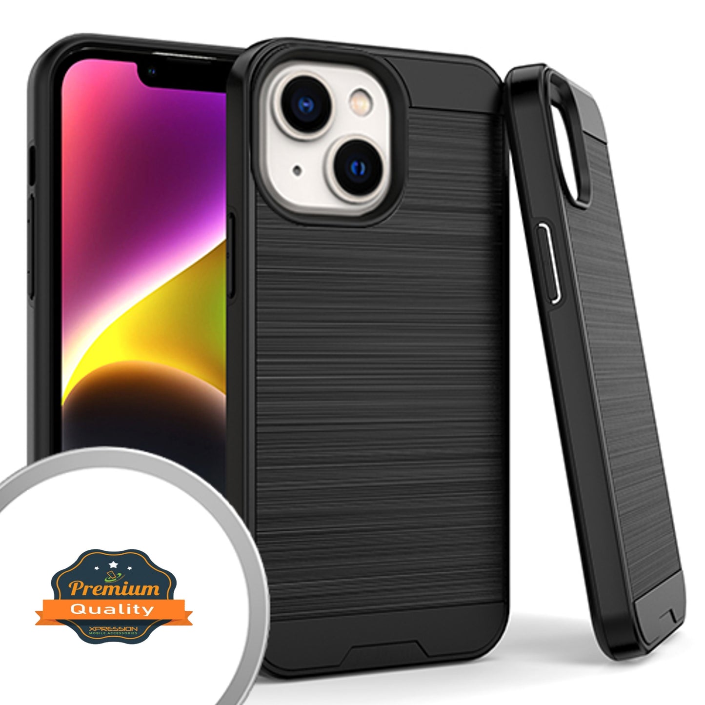 For Samsung Galaxy A54 5G Hybrid Brushed Metal Texture Rugged Slim Shockproof Dual Layers 2-Piece Hard PC + Soft TPU Phone Case Cover