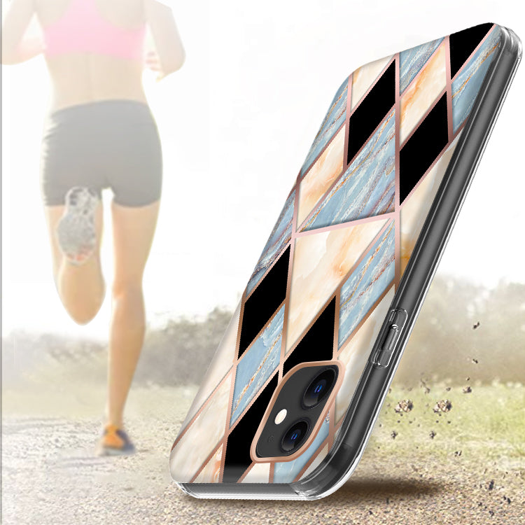 For Apple iPhone 11 (6.1") Dual Layer Hybrid Shockproof Fashion Design IMD Electroplating 2in1 Hard Rubber Frame Phone Case Cover