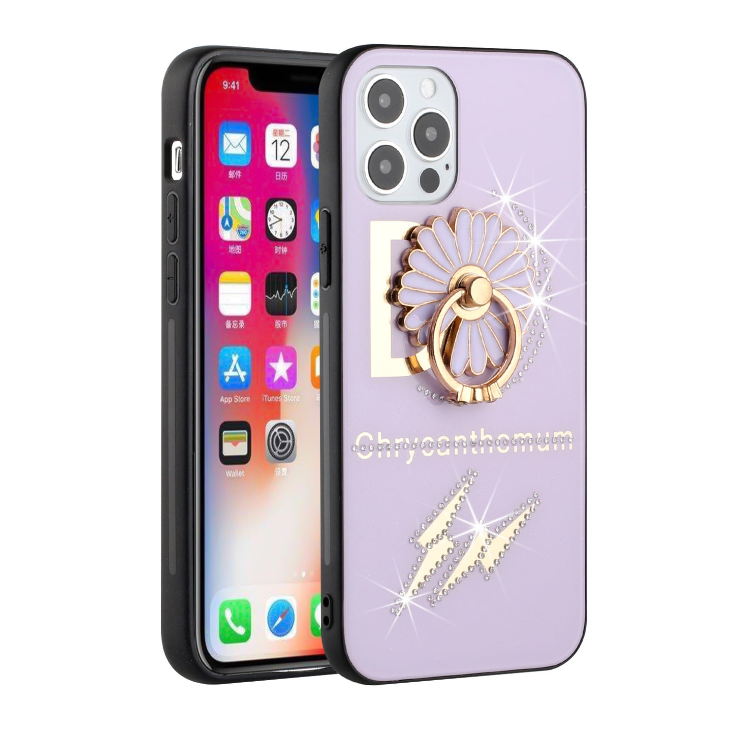 For Samsung Galaxy A02S Diamond Bling Sparkly Glitter Ornaments Engraving Hybrid Armor Ring Stand Holder Fashion Phone Case Cover