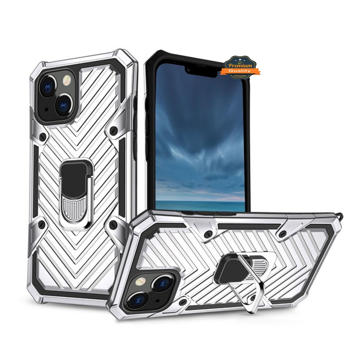 For Apple iPhone 13 Mini (5.4") Stand Ring Holder Finger Loop with Magnetic Grip Kickstand Hybrid Shockproof Armor Hard Phone Case Cover