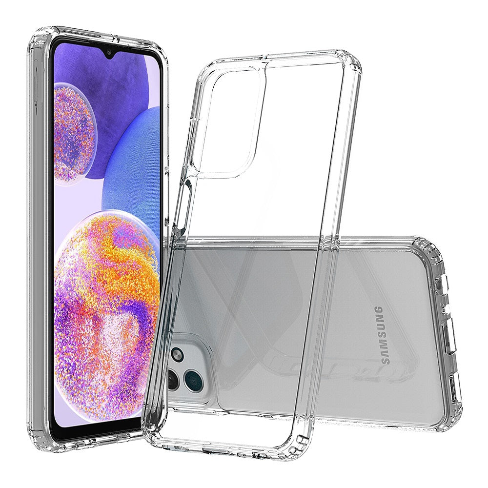 For Samsung Galaxy A23 5G Hybrid Crystal Clear Transparent Shock-Absorption Bumper with TPU + Hard PC Back Frame Phone Case Cover