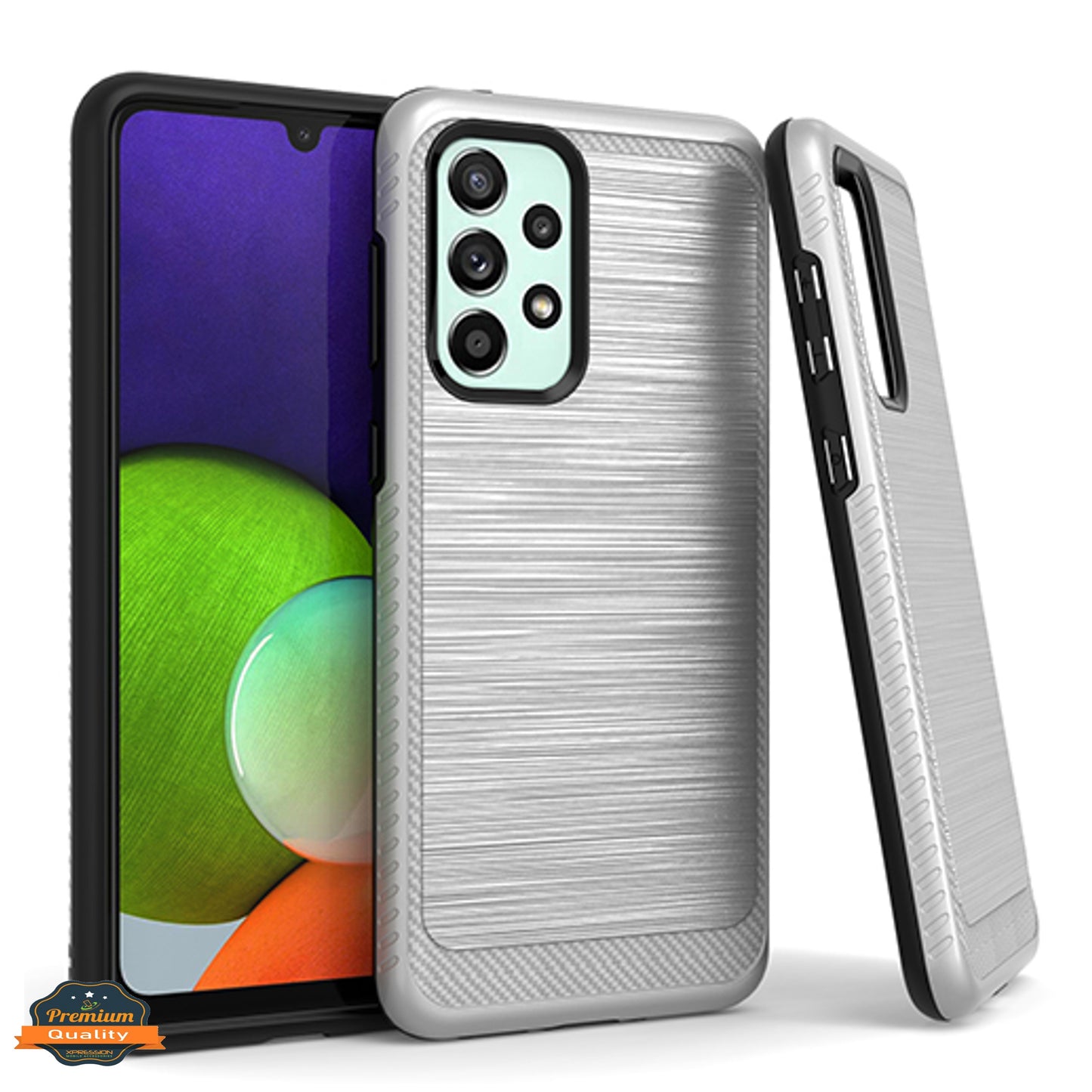 For Samsung Galaxy A33 5G Brushed Texture Rugged Carbon Fiber Design Hybrid Shockproof Dual Layers Hard PC Protective Phone Case Cover