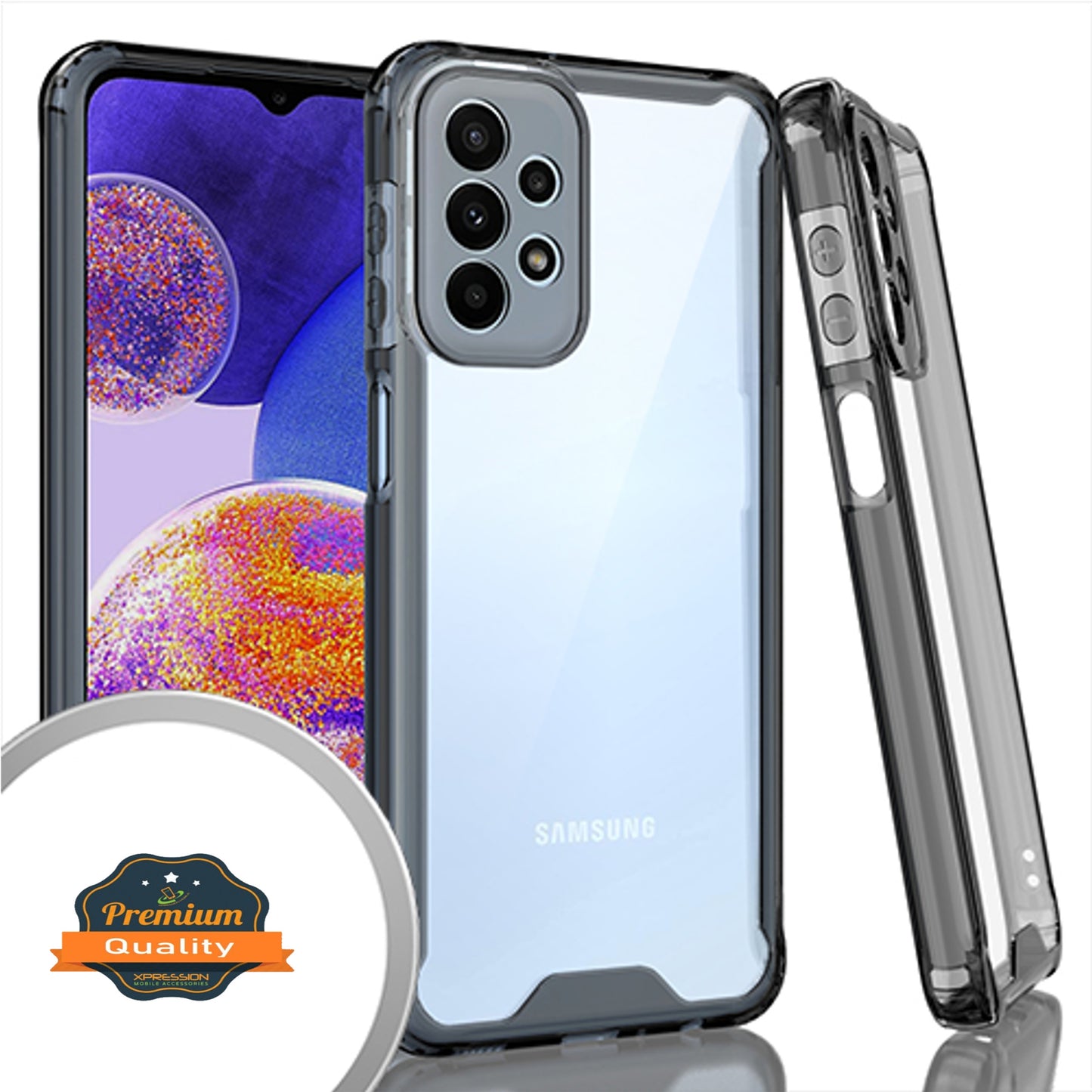 For Samsung Galaxy A23 5G Ultra Slim Frame Shockptoof Hybrid Rubber Silicone Gummy TPU Clear Hard Back Protective Phone Case Cover