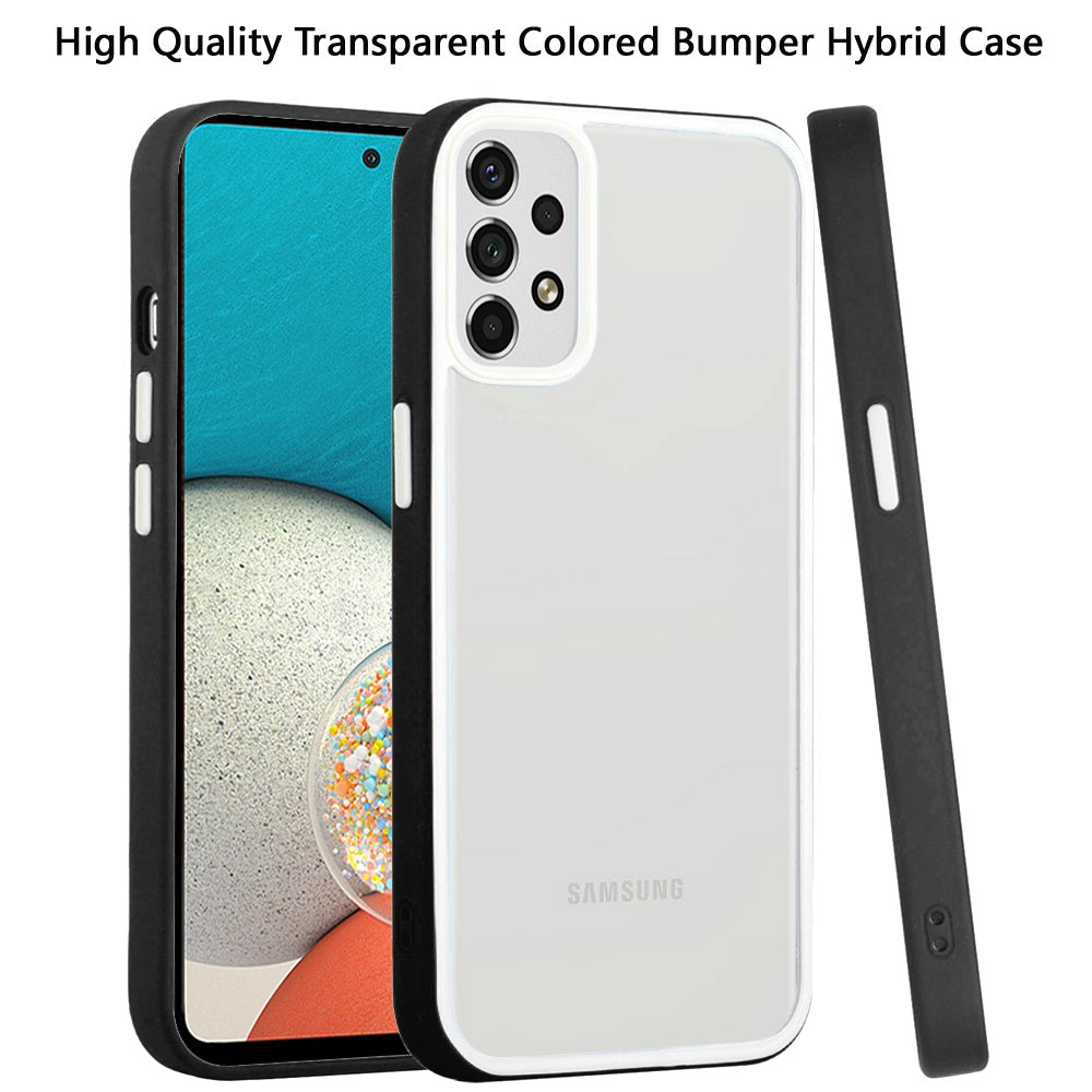 For Samsung Galaxy A53 5G Hybrid Transparent Colored Frame Bumper Hard Back Shockproof Slim TPU Silicone Protective Phone Case Cover