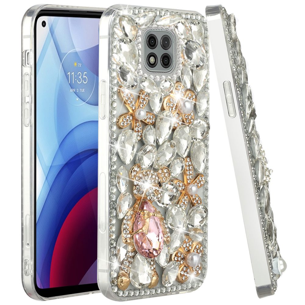 For Samsung Galaxy S22 Ultra Bling Crystal 3D Full Diamonds Luxury Sparkle Transparent Rhinestone Hybrid Protective Phone Case Cover