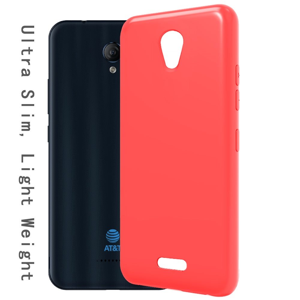 For AT&T Fusion Z, Motivate Hybrid Rubber Soft Silicone Gummy TPU Gel Candy Skin Flexible Skinny Slim Thin Protector Phone Case Cover