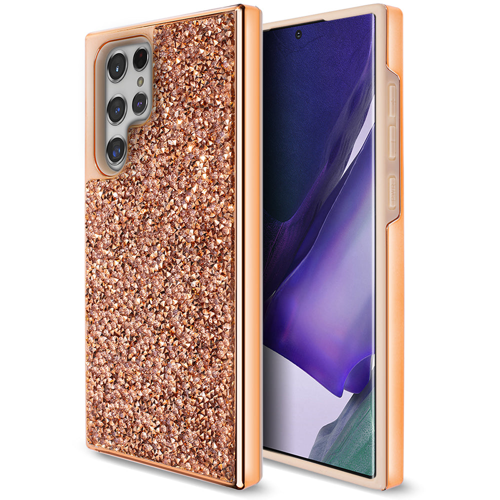 For Samsung Galaxy S22 /Plus Ultra Bling Sparkly Glitter Luxury Diamonds Shiny Sparker Shell Hybrid Rugged TPU & Hard PC Electroplated Frame Phone Case Cover