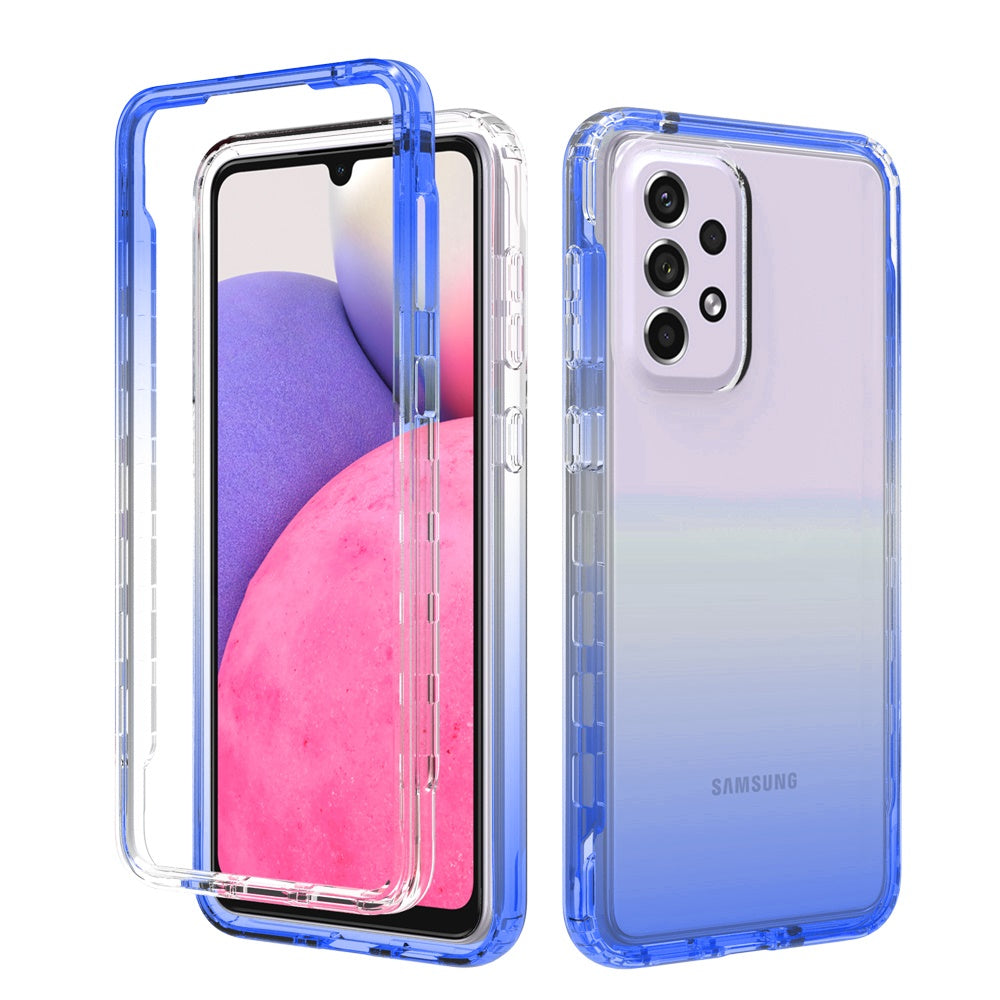 For Samsung Galaxy A33 5G Dual Layer Hybrid Clear Gradient Two Tone Transparent Shockproof Rubber Hard Protective Frame Phone Case Cover