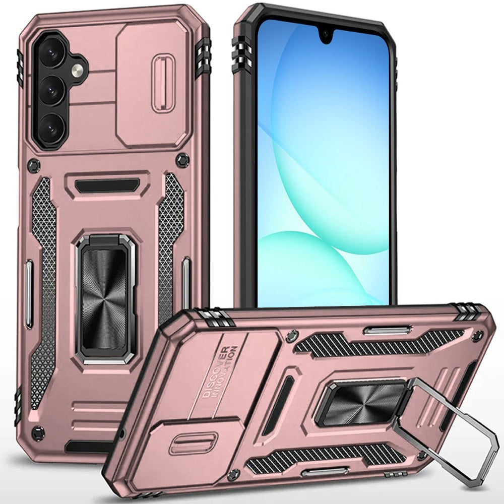 For Samsung Galaxy S25 Fan Edition /Galaxy S25 FE Tough Hybrid Case with Movable Camera Window & Metal Ring Stand Shockproof Case Cover