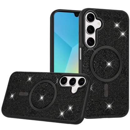 For Samsung Galaxy A36 Sparkly Diamond Bling Case Rhinestone Skin Hybrid with Magnetic Circle, MagSafe Compatible Case Cover