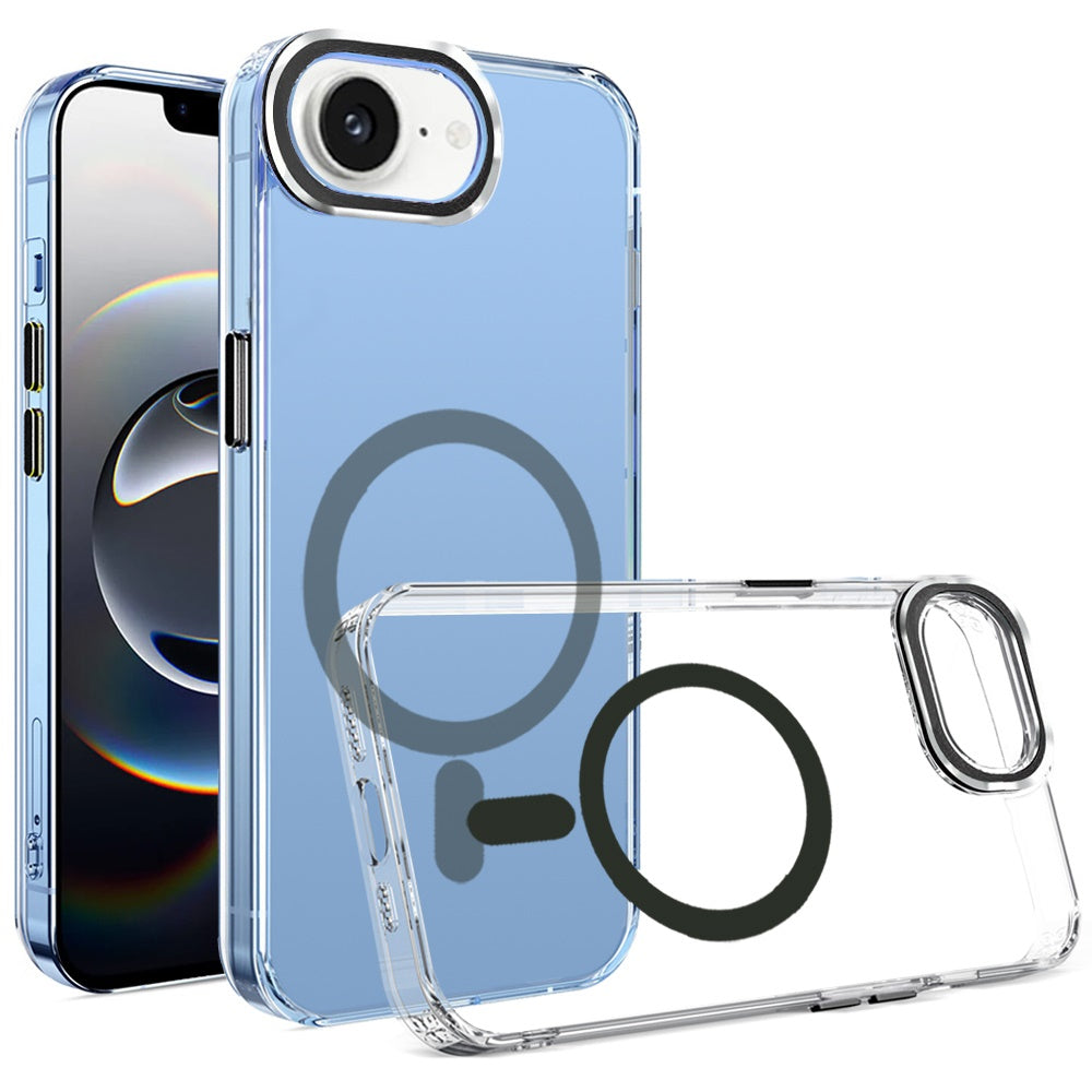 For Apple iPhone 16e Clear Transparent Case Matching Circle Design, Hybrid TPU Hard Shell, Support Magsafe Charger Case Cover