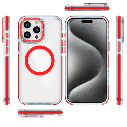 For Apple iPhone 16 Pro (6.3") Transparent back with Colorful Frame Strong Magnetic Circle [Compatible with Magsafe] Slim Shockproof Case Cover