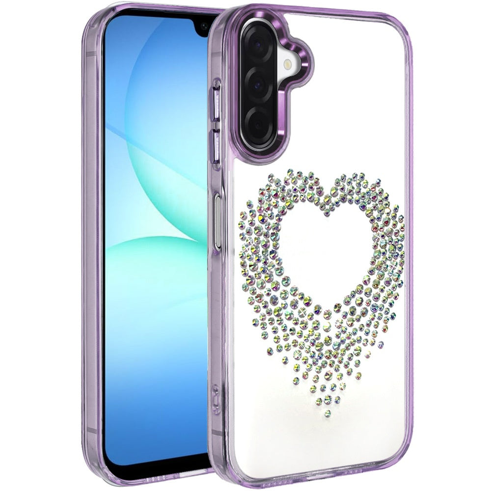 For Samsung Galaxy A17 5G Angel Hearts Bling Glitter Diamond Hybrid TPU Cover, Colorful Frame Shockproof Protective Back Case Cover