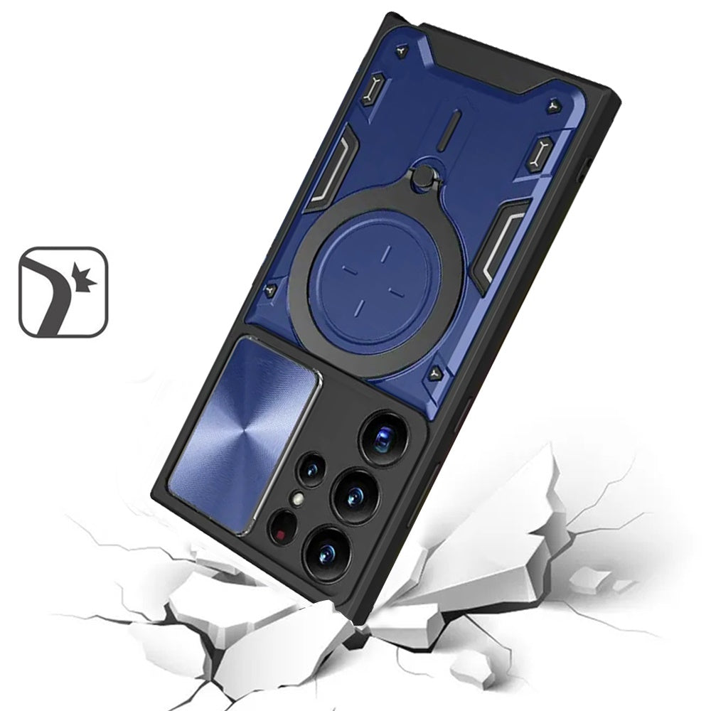 For Samsung Galaxy A17 5G Hybrid Magnetic 360° Ring Kickstand, MagSafe Compatible, Durable Full Camera Lens Protection Case Cover