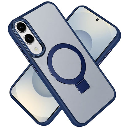 For Samsung Galaxy S25 EDGE Magnetic Metal Matte with Built-in MagSafe Stand, Hybrid Shockproof Armor, TPU Frame Case Cover