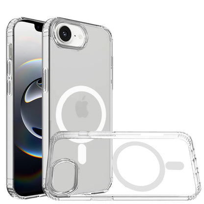 For Apple iPhone 16e Classic Hybrid True Transparent Magnetic Circle - Shockproof Hybrid Clear Bumper, Compatible with MagSafe Case Cover Clear