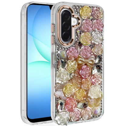 For Samsung Galaxy S25 Fan Edition /Galaxy S25 FE Muti-Color Floral Fashion Bling Crystal 3D Full Diamonds Stones Sparkle Rhinestone Glitter Hybrid Case Cover