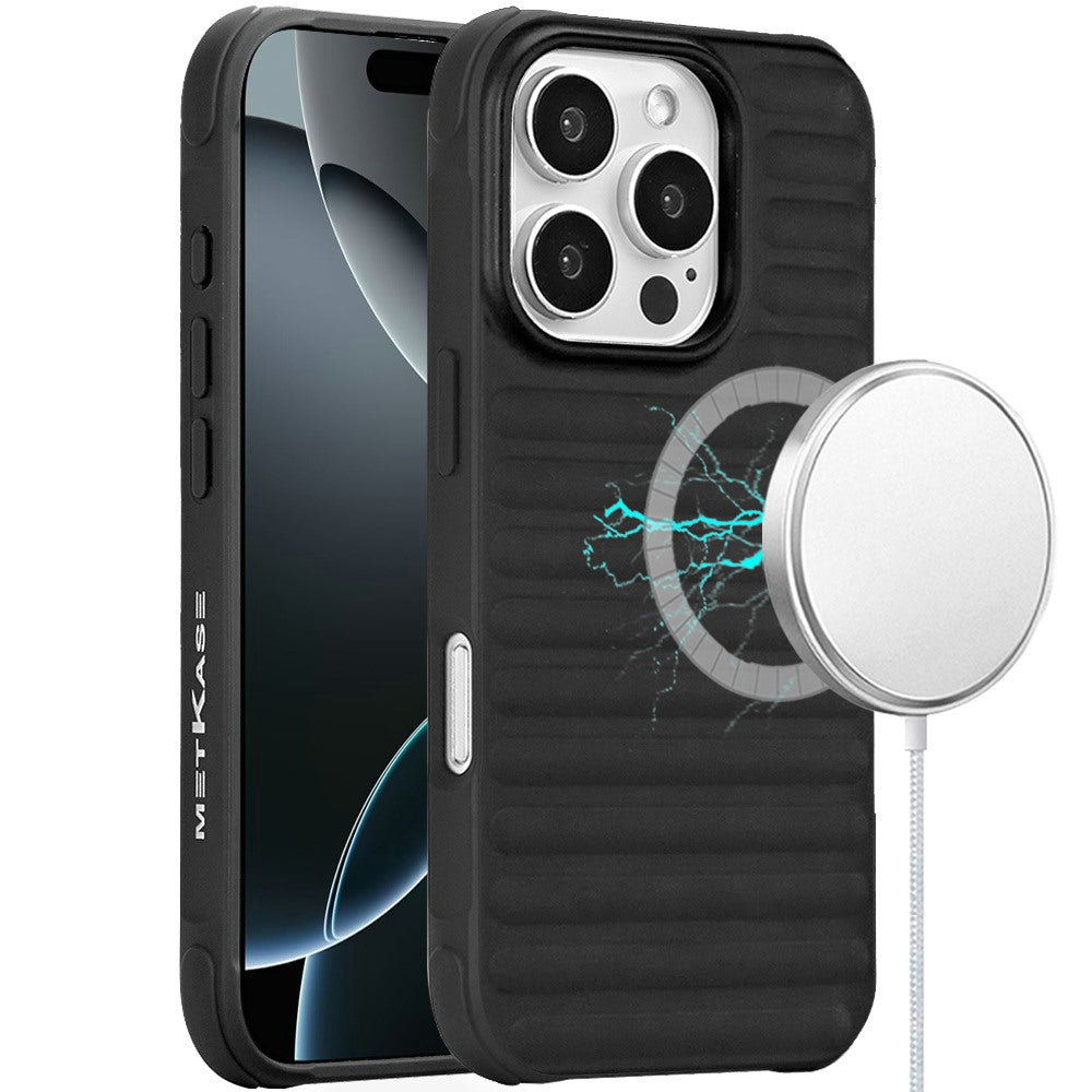 For Apple iPhone 16 Pro (6.3") Pattern Design Magnetic Chrome Hybrid Compatible with Magsafe Dual Layer Shockproof TPU Hard PC Back Case Cover