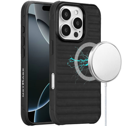 For Apple iPhone 16 Pro Max (6.9") Pattern Design Magnetic Chrome Hybrid Compatible with Magsafe Dual Layer Shockproof TPU Hard PC Back Case Cover