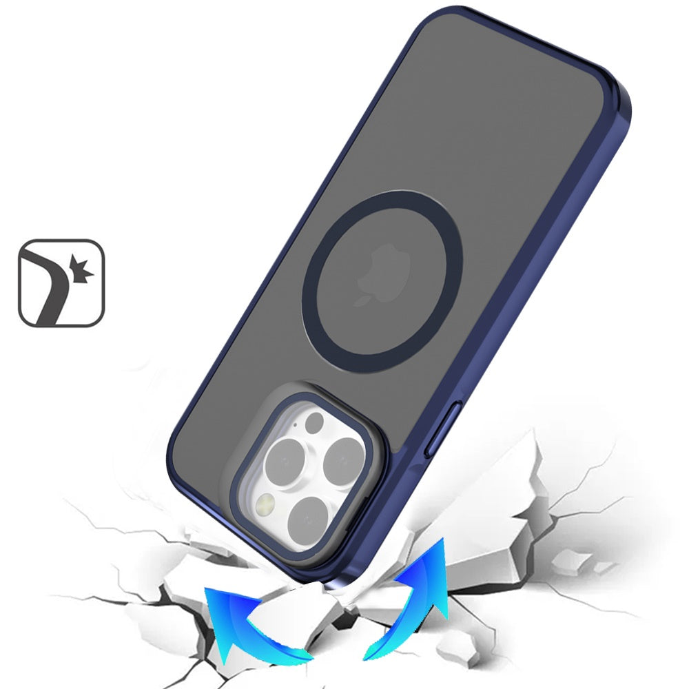 For Apple iPhone 16 Pro (6.3") Tough HQ Hybrid Case with Aluminum Frame Camera Stand, Compatible with MagSafe, Translucent Matte Shockproof Case Cover