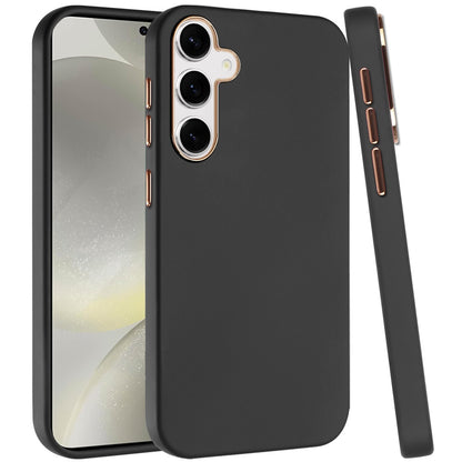 For Samsung Galaxy S25+ /S25 Plus /S24+ Plus Slim Classic Hybrid Around Rubber Gummy Gel Slick Hard PC Silicone TPU Chromed Button Case Cover