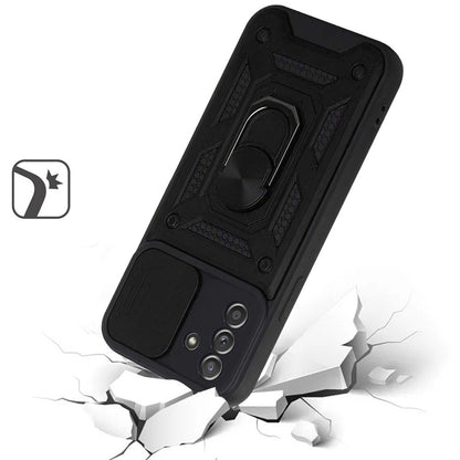 For Samsung Galaxy A16 5G Hybrid Cases with Slide Camera Lens Cover and Ring Kickstand Rugged Dual Layer TPU Heavy Duty Case Cover