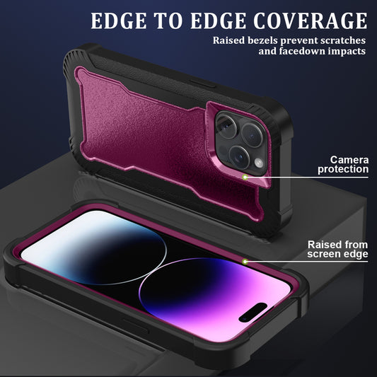 For Apple iPhone 16 Pro (6.3") Tough Hybrid Shockproof Hybrid PC + TPU Bumper Frame Rubber Drop Proof 3in1 Armor Full Body Case Cover
