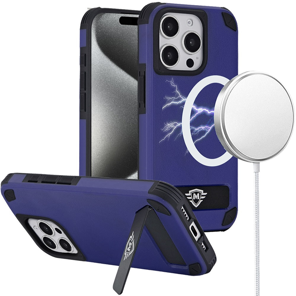 For Apple iPhone 15 Pro Max (6.7") Heavy Duty Dual-Layer Rugged Protection, Shockproof Kickstand Magnetic Compatible with MagSafe Case Cover
