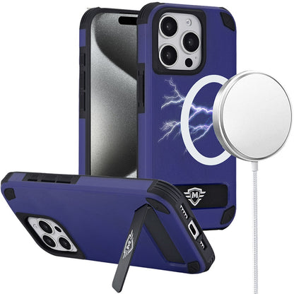 For Apple iPhone 15 Pro Max (6.7") Heavy Duty Dual-Layer Rugged Protection, Shockproof Kickstand Magnetic Compatible with MagSafe Case Cover