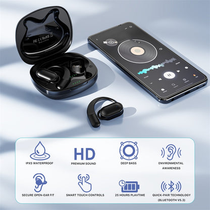 echelon RoundSound Open-Ear True Wireless Earbuds - Black, Bluetooth